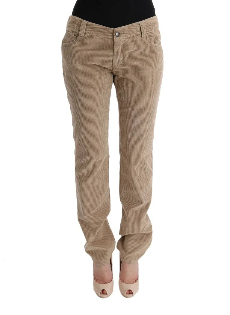 Ermanno Scervino Beige Cotton Velvet Regular Fit Pants - Zeiniez
