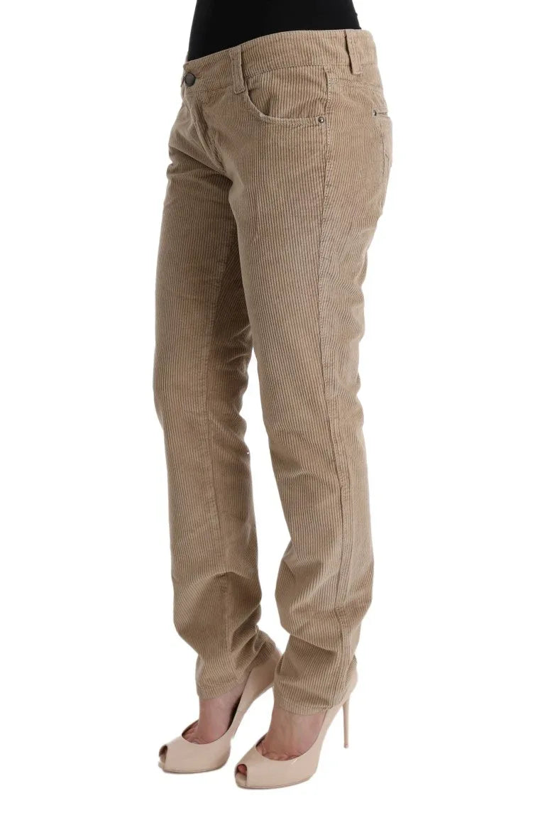 Ermanno Scervino Beige Cotton Velvet Regular Fit Pants - Zeiniez