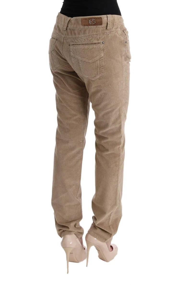 Ermanno Scervino Beige Cotton Velvet Regular Fit Pants - Zeiniez