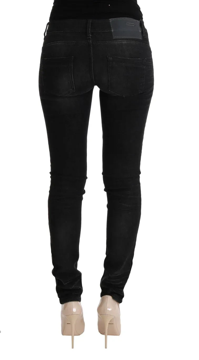 Acht Black Denim Cotton Bottoms Slim Fit Jeans - Zeiniez