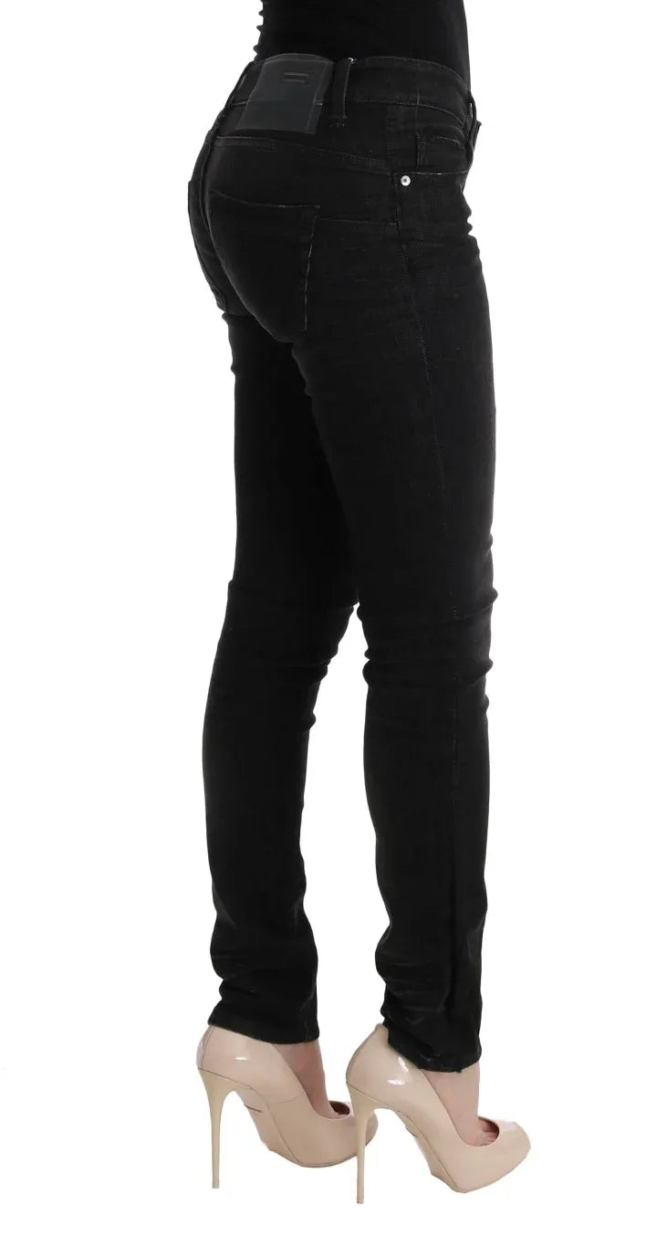 Acht Black Denim Cotton Bottoms Slim Fit Jeans - Zeiniez