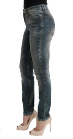 Cavalli Blue Wash Cotton Blend Slim Fit Jeans - Zeiniez
