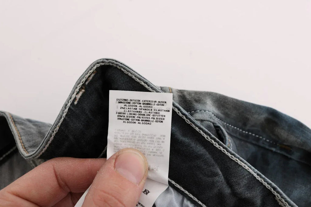 Cavalli Blue Wash Cotton Blend Slim Fit Jeans - Zeiniez