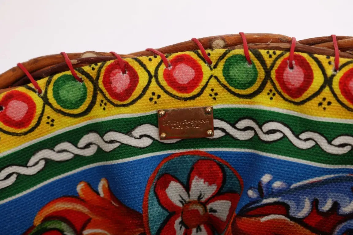 Dolce & Gabbana Multicolor AGNESE Straw Crystal  Pom Pom Bag - Zeiniez