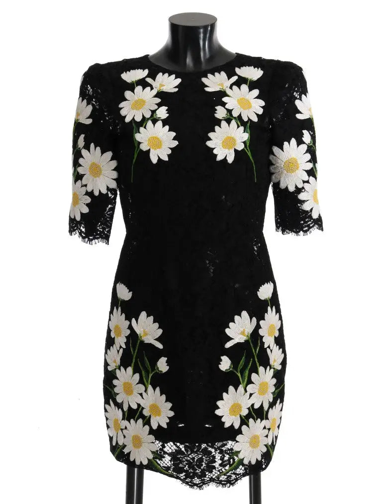 Dolce & Gabbana Black Floral Lace Chamomile Sicily Dress - Zeiniez