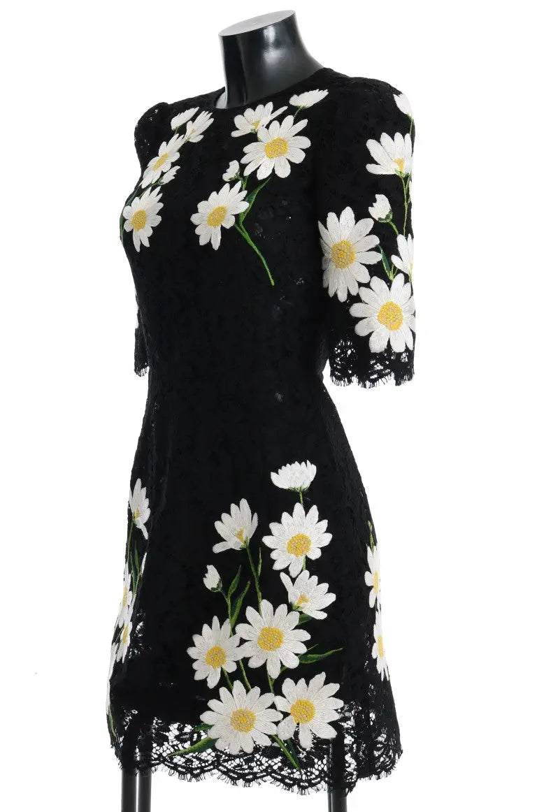 Dolce & Gabbana Black Floral Lace Chamomile Sicily Dress - Zeiniez