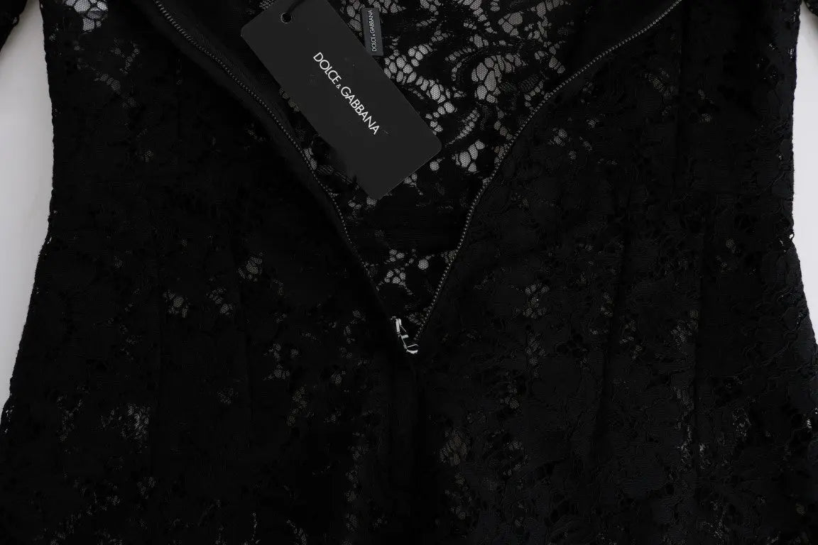 Dolce & Gabbana Black Floral Lace Chamomile Sicily Dress - Zeiniez