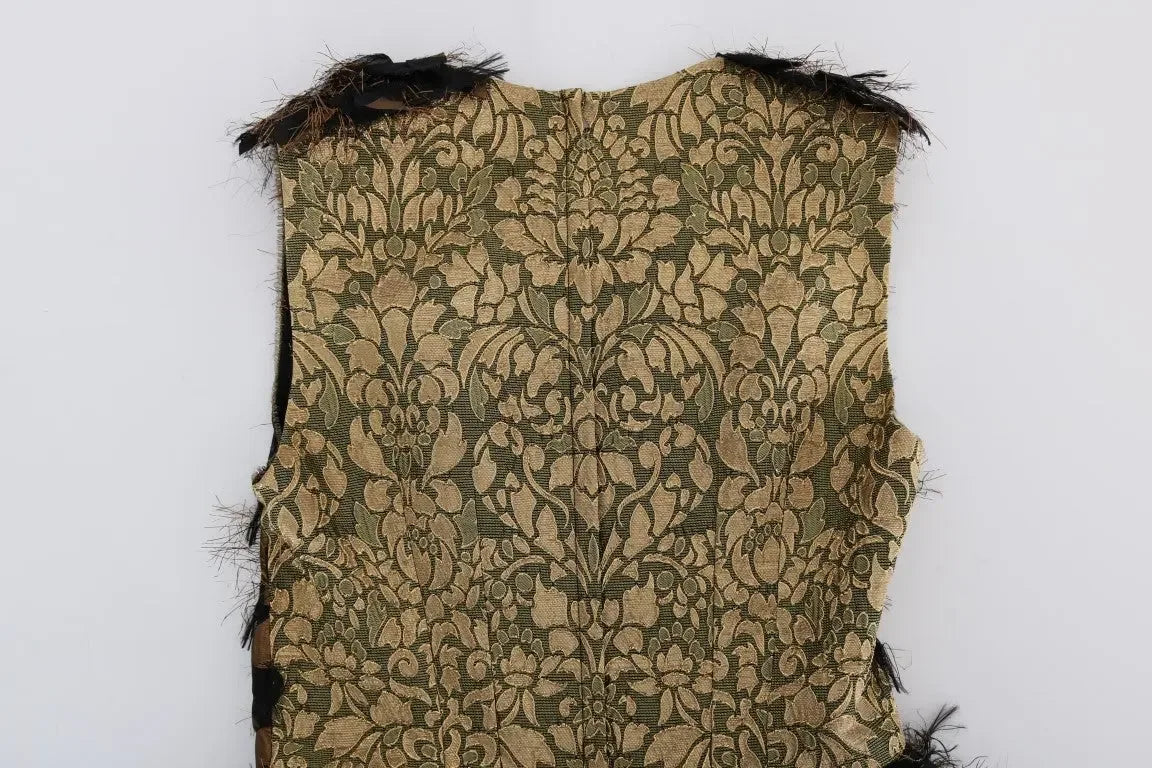 Dolce & Gabbana Black Silk Brown Fringes A-Line Dress - Zeiniez