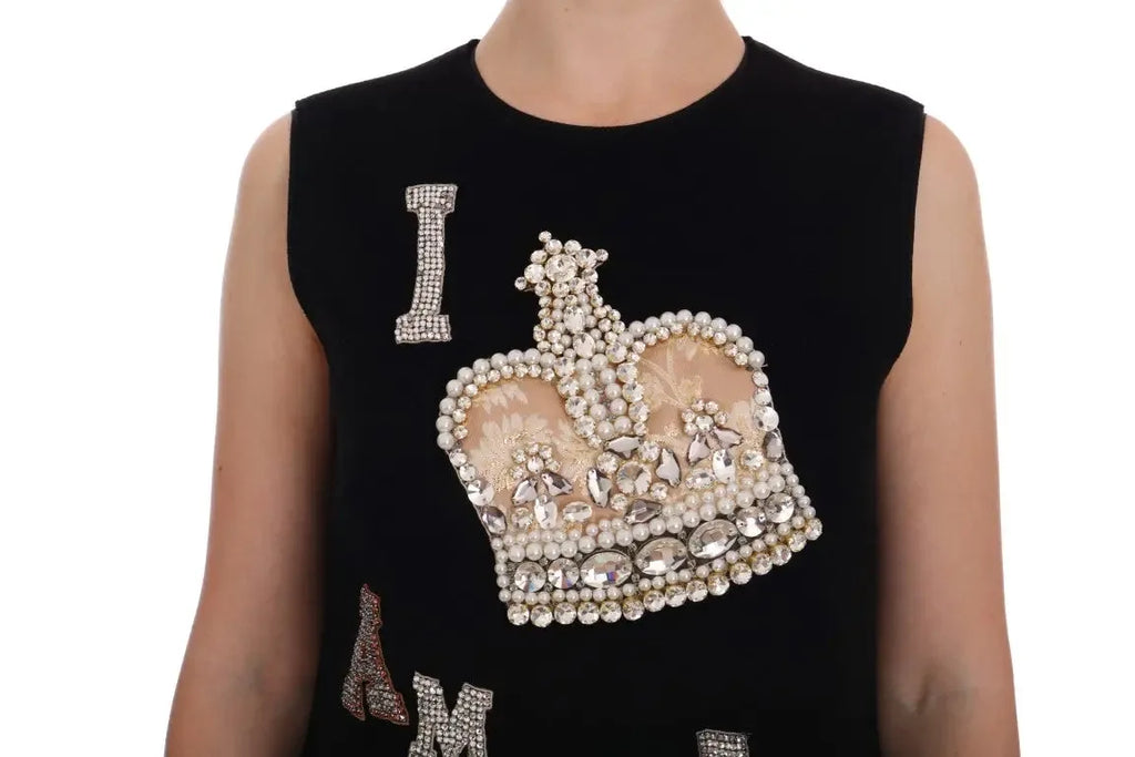 Dolce & Gabbana Black I AM A PRINCESS Crystal Shift Dress - Zeiniez