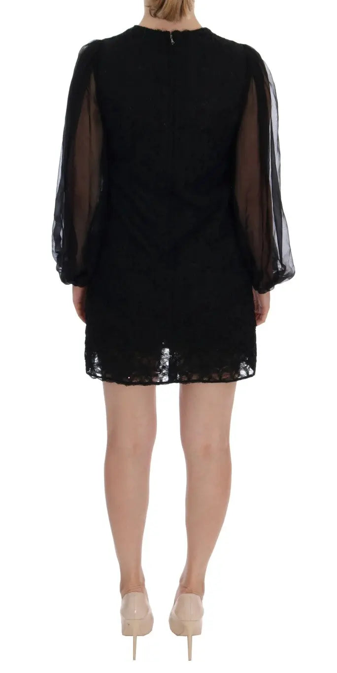 Dolce & Gabbana Black Lace Red Heart Shift Dress - Zeiniez