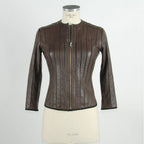 Emilio Romanelli Brown Leather Women Jacket