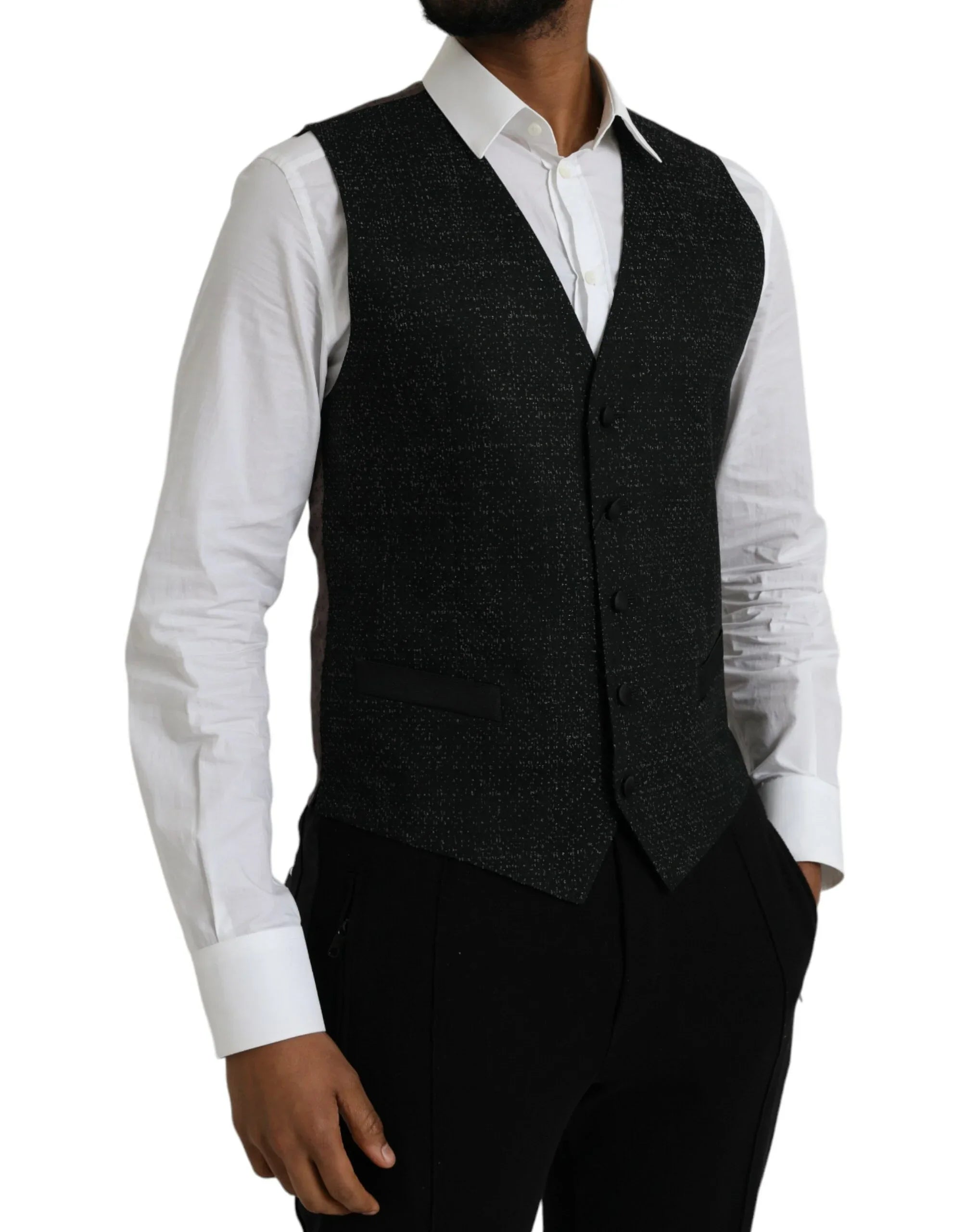 Dolce & Gabbana Black Brown Silk Waistcoat Dress Formal Vest - Zeiniez