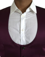 Dolce & Gabbana Maroon Satin Silk Waistcoat Dress Formal Vest - Zeiniez