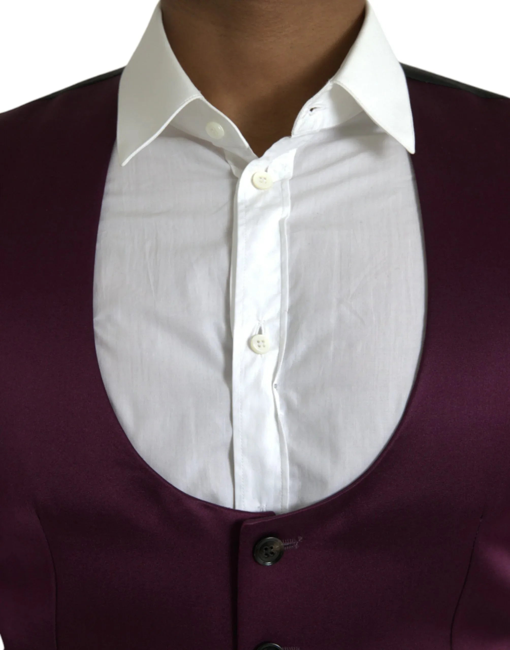 Dolce & Gabbana Maroon Satin Silk Waistcoat Dress Formal Vest - Zeiniez