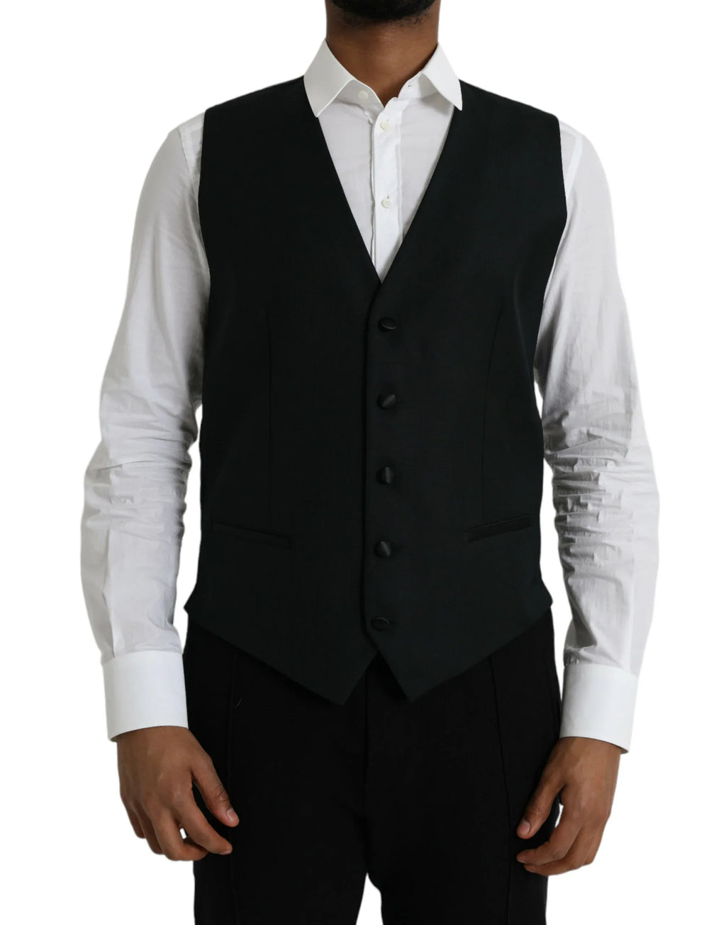 Dolce & Gabbana Black Wool Waistcoat Dress Formal Vest - Zeiniez