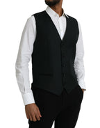 Dolce & Gabbana Black Wool Waistcoat Dress Formal Vest - Zeiniez