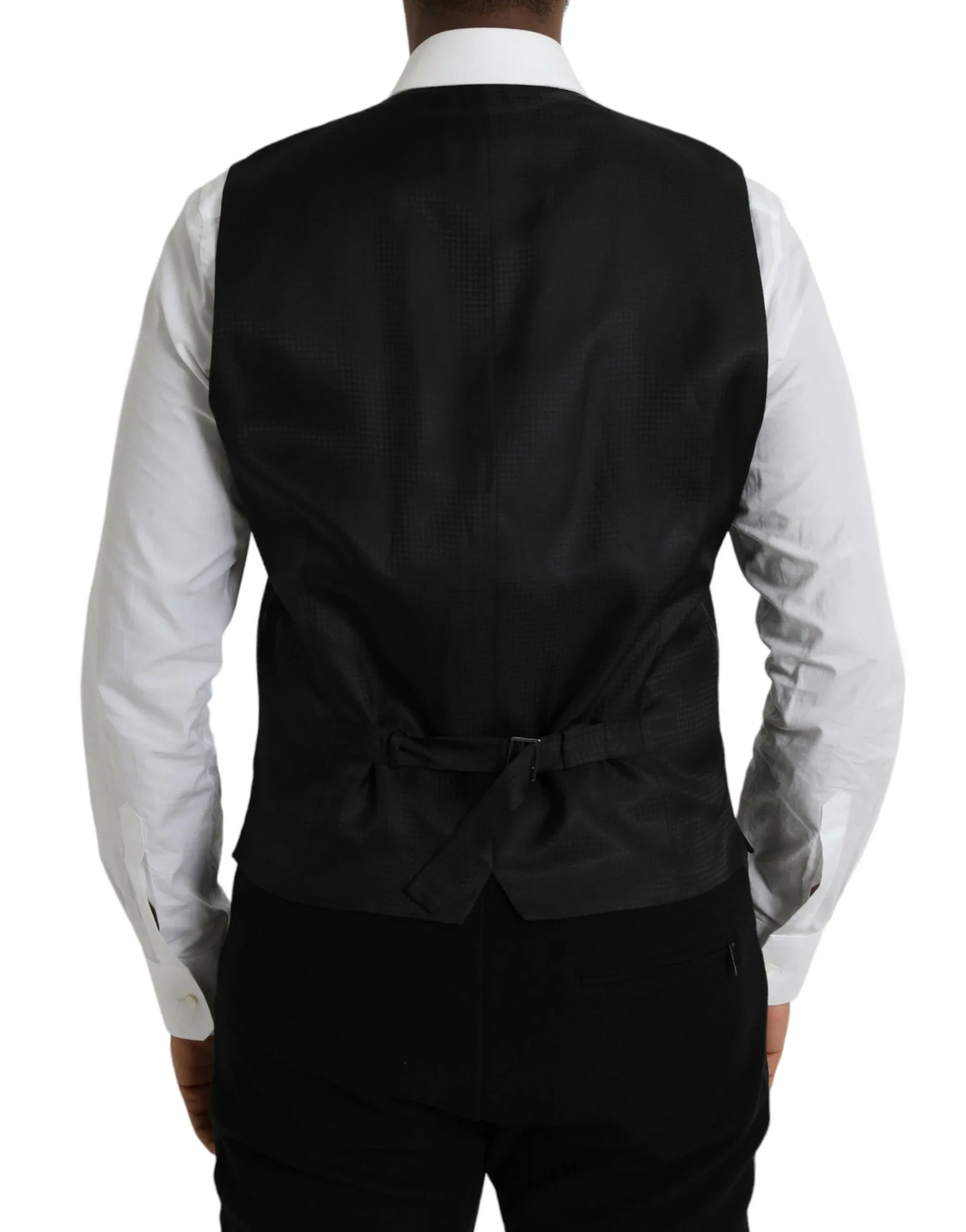 Dolce & Gabbana Black Wool Waistcoat Dress Formal Vest - Zeiniez
