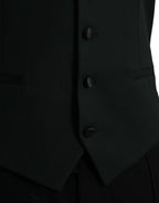 Dolce & Gabbana Black Wool Waistcoat Dress Formal Vest - Zeiniez