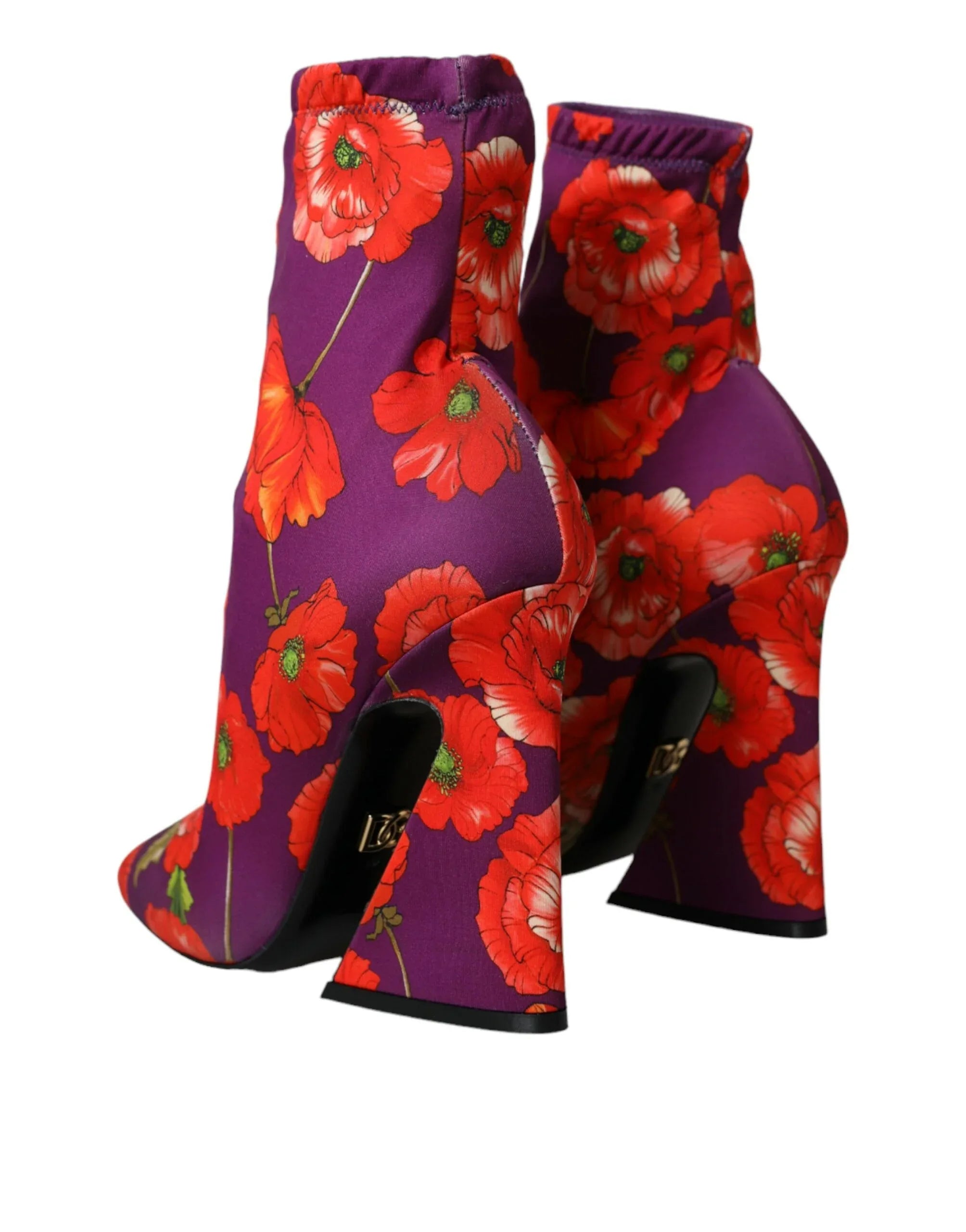 Dolce & Gabbana Purple Floral Jersey Stretch Boots Shoes - Zeiniez