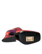 Dolce & Gabbana Purple Floral Jersey Stretch Boots Shoes - Zeiniez