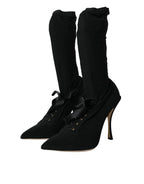 Dolce & Gabbana Black Stiletto Heels Mid Calf Boots Shoes - Zeiniez