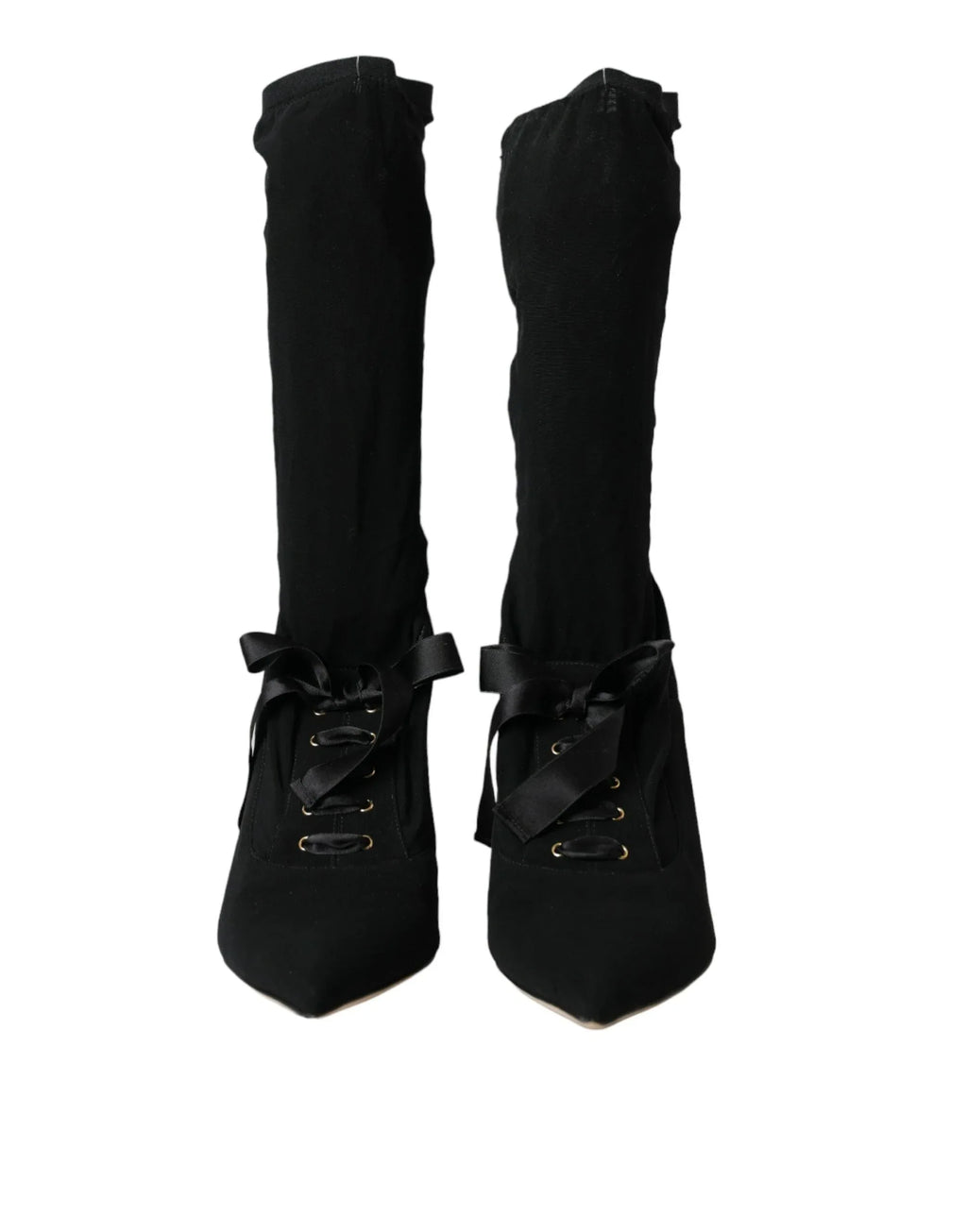 Dolce & Gabbana Black Stiletto Heels Mid Calf Boots Shoes - Zeiniez