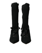 Dolce & Gabbana Black Stiletto Heels Mid Calf Boots Shoes - Zeiniez
