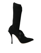 Dolce & Gabbana Black Stiletto Heels Mid Calf Boots Shoes - Zeiniez