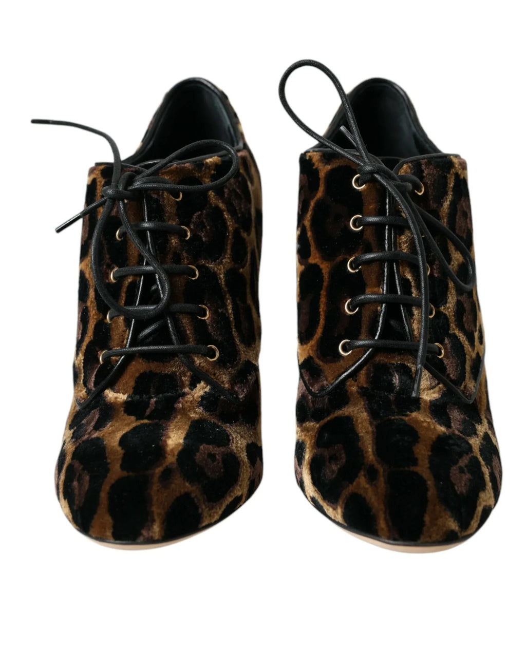 Dolce & Gabbana Brown Leopard Hair Lace Up Booties Shoes - Zeiniez