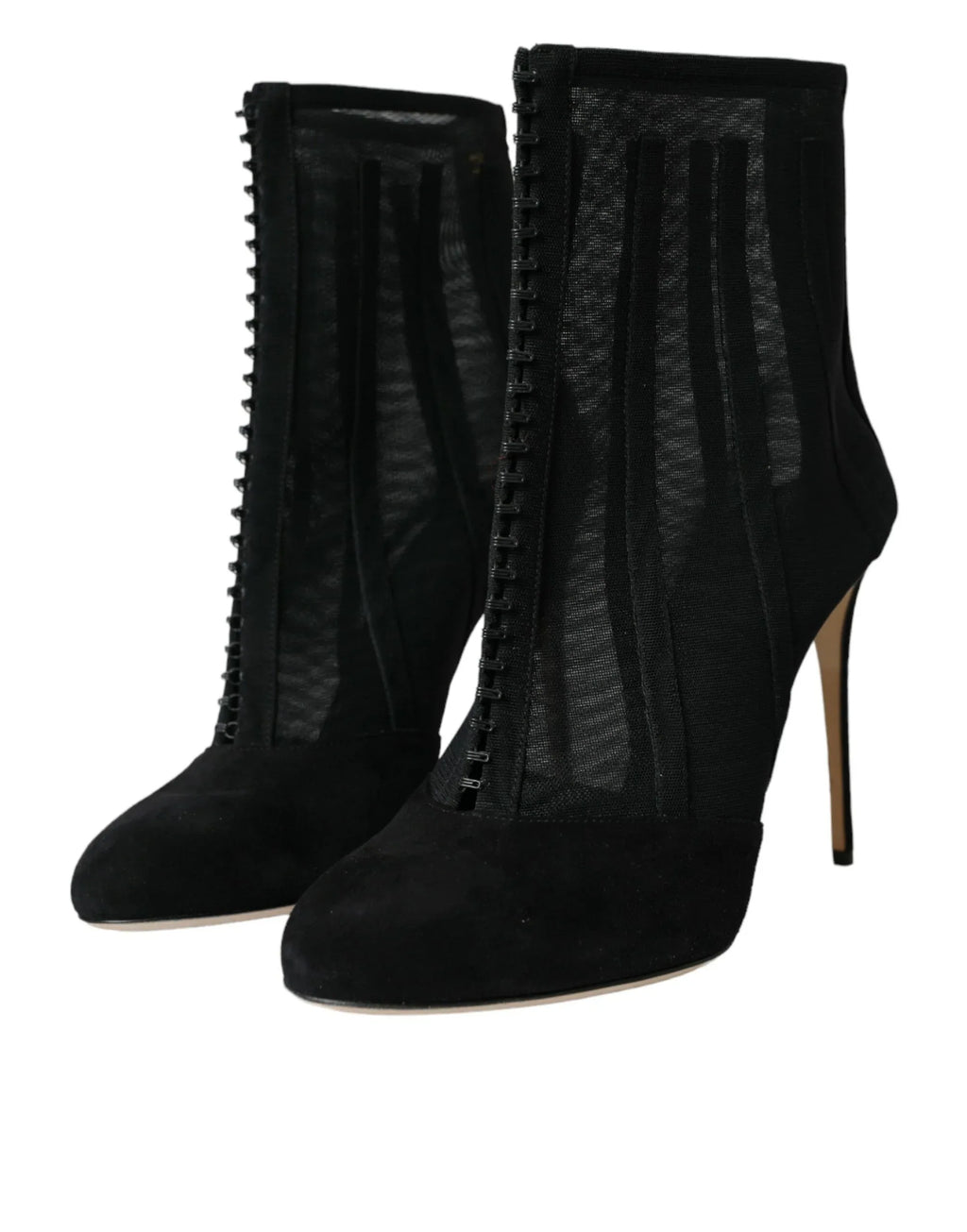 Dolce & Gabbana Black Mesh Stiletto Heels Ankle Boots Shoes - Zeiniez