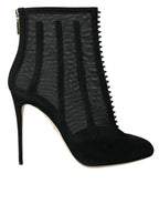 Dolce & Gabbana Black Mesh Stiletto Heels Ankle Boots Shoes - Zeiniez