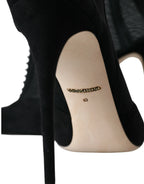Dolce & Gabbana Black Mesh Stiletto Heels Ankle Boots Shoes - Zeiniez