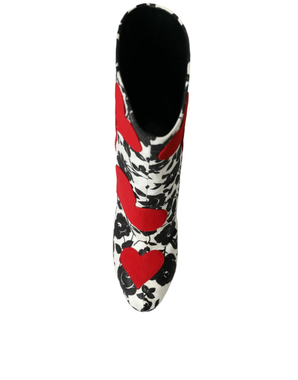 Dolce & Gabbana White Floral Hearts Leather High Boots Shoes - Zeiniez