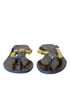 Dolce & Gabbana Blue Crystal Calf Leather Beachwear Shoes - Zeiniez