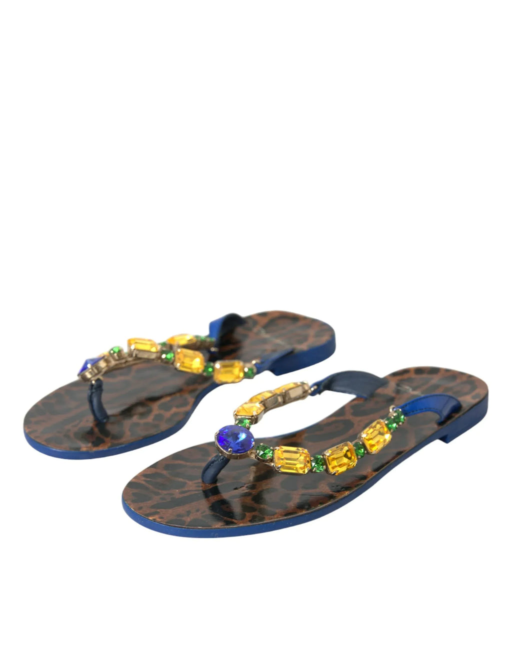 Dolce & Gabbana Blue Crystal Calf Leather Beachwear Shoes - Zeiniez