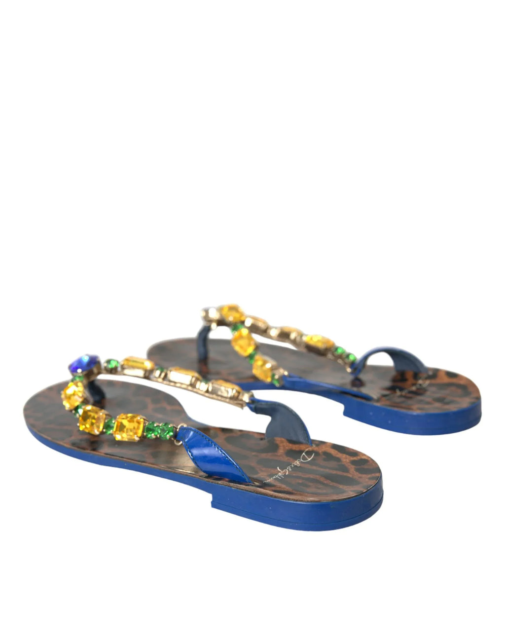 Dolce & Gabbana Blue Crystal Calf Leather Beachwear Shoes - Zeiniez
