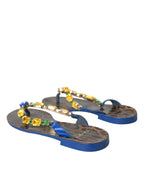 Dolce & Gabbana Blue Crystal Calf Leather Beachwear Shoes - Zeiniez