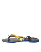 Dolce & Gabbana Blue Crystal Calf Leather Beachwear Shoes - Zeiniez