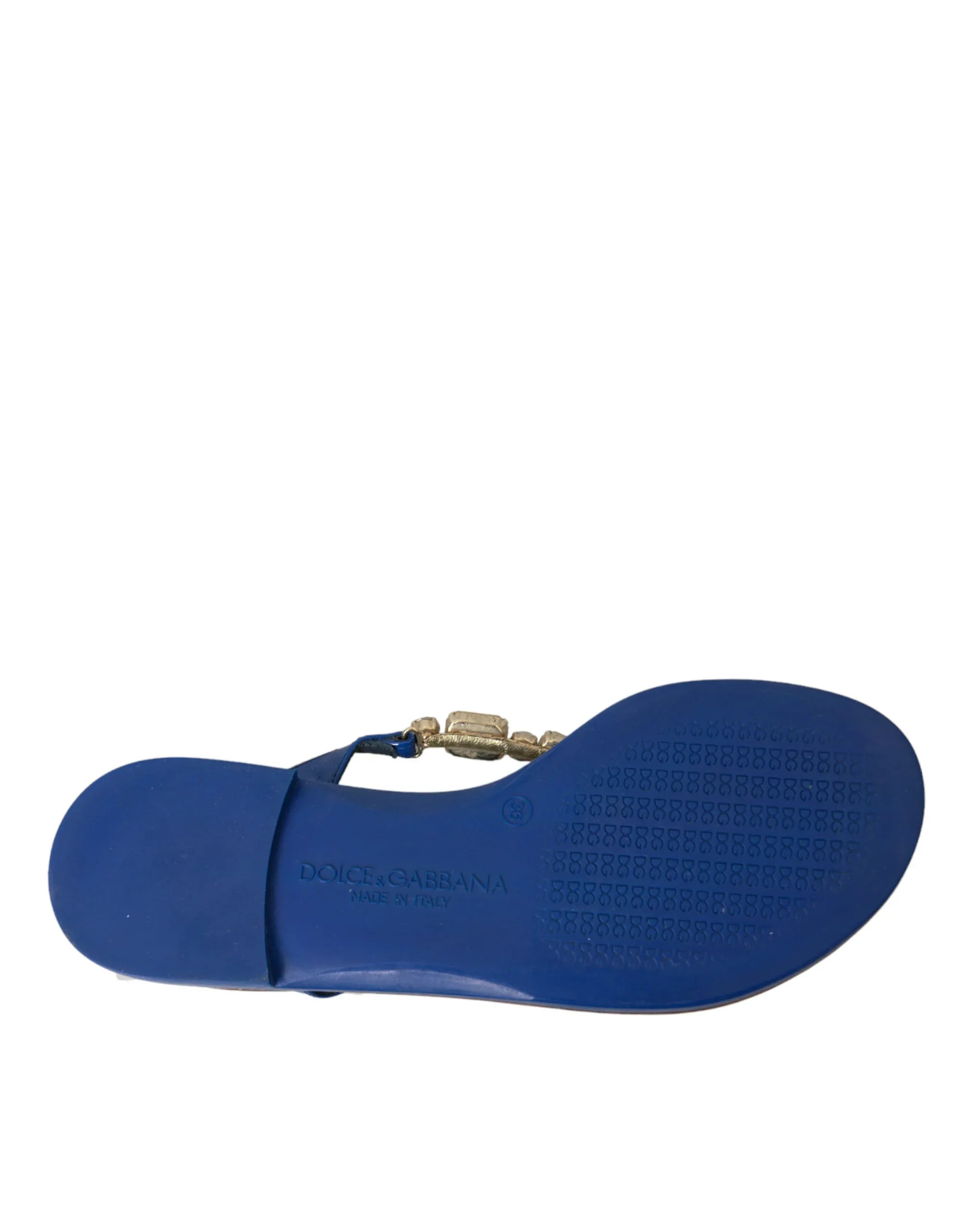 Dolce & Gabbana Blue Crystal Calf Leather Beachwear Shoes - Zeiniez