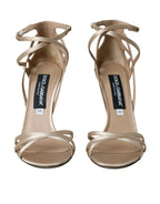 Dolce & Gabbana Beige Leather Strappy Heels Sandals Shoes - Zeiniez