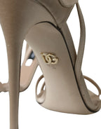 Dolce & Gabbana Beige Leather Strappy Heels Sandals Shoes - Zeiniez