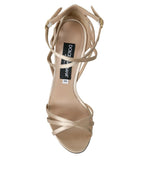 Dolce & Gabbana Beige Leather Strappy Heels Sandals Shoes - Zeiniez