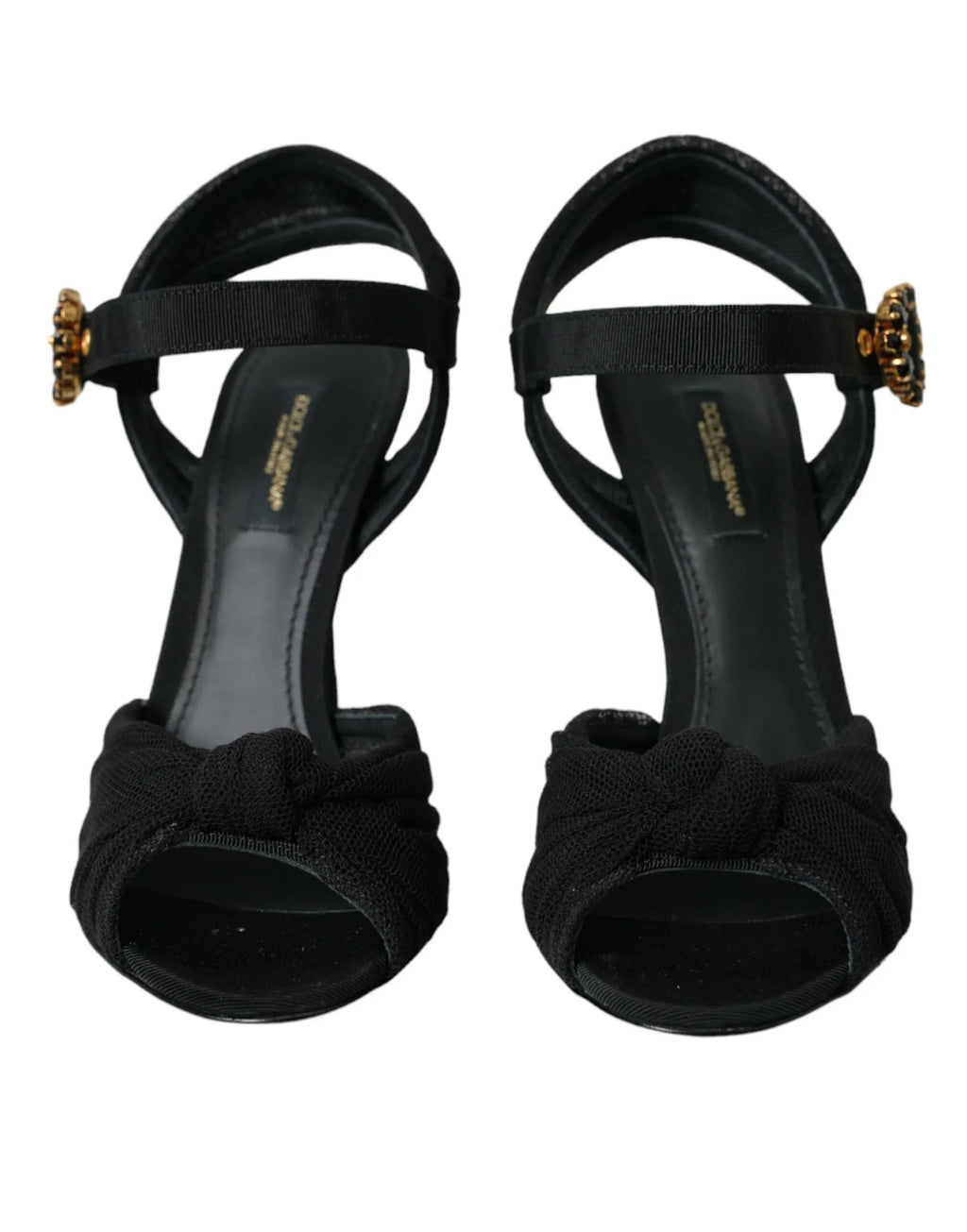 Dolce & Gabbana Black Suede Embellished Heels Sandals Shoes - Zeiniez