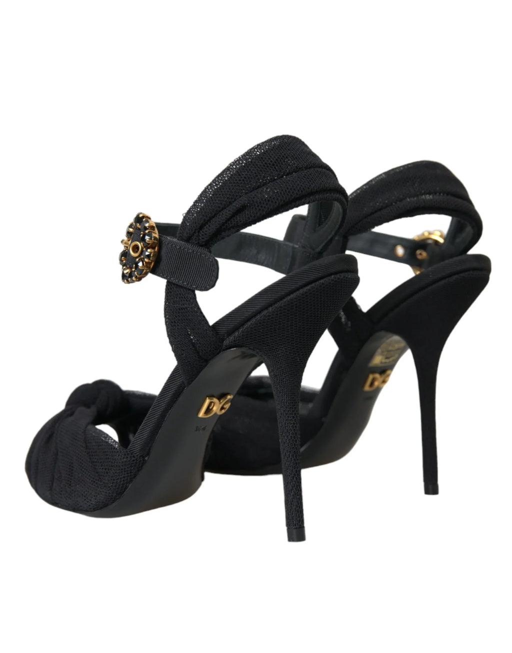 Dolce & Gabbana Black Suede Embellished Heels Sandals Shoes - Zeiniez