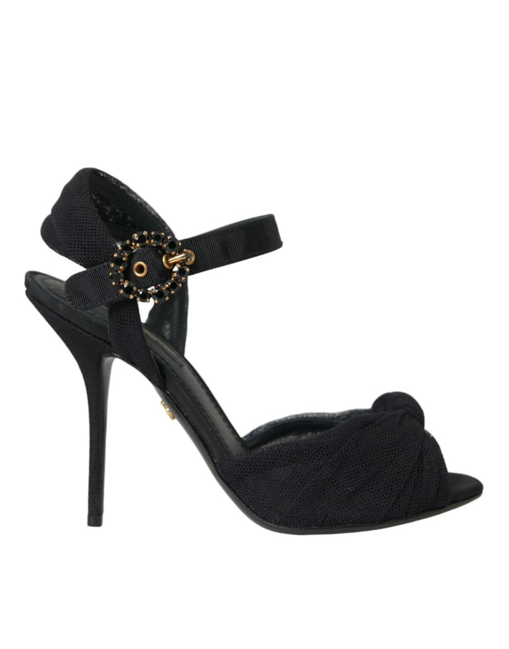 Dolce & Gabbana Black Suede Embellished Heels Sandals Shoes - Zeiniez
