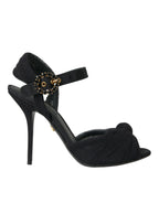 Dolce & Gabbana Black Suede Embellished Heels Sandals Shoes - Zeiniez