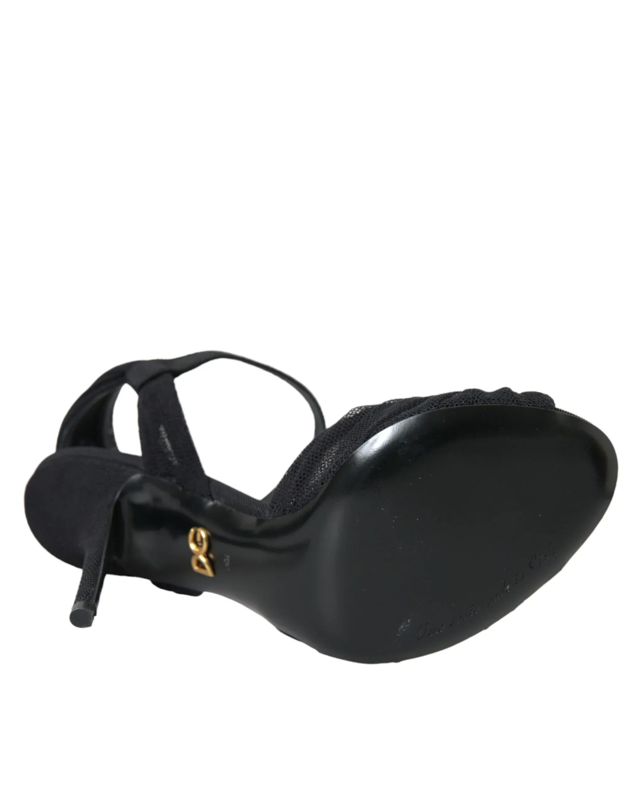 Dolce & Gabbana Black Suede Embellished Heels Sandals Shoes - Zeiniez