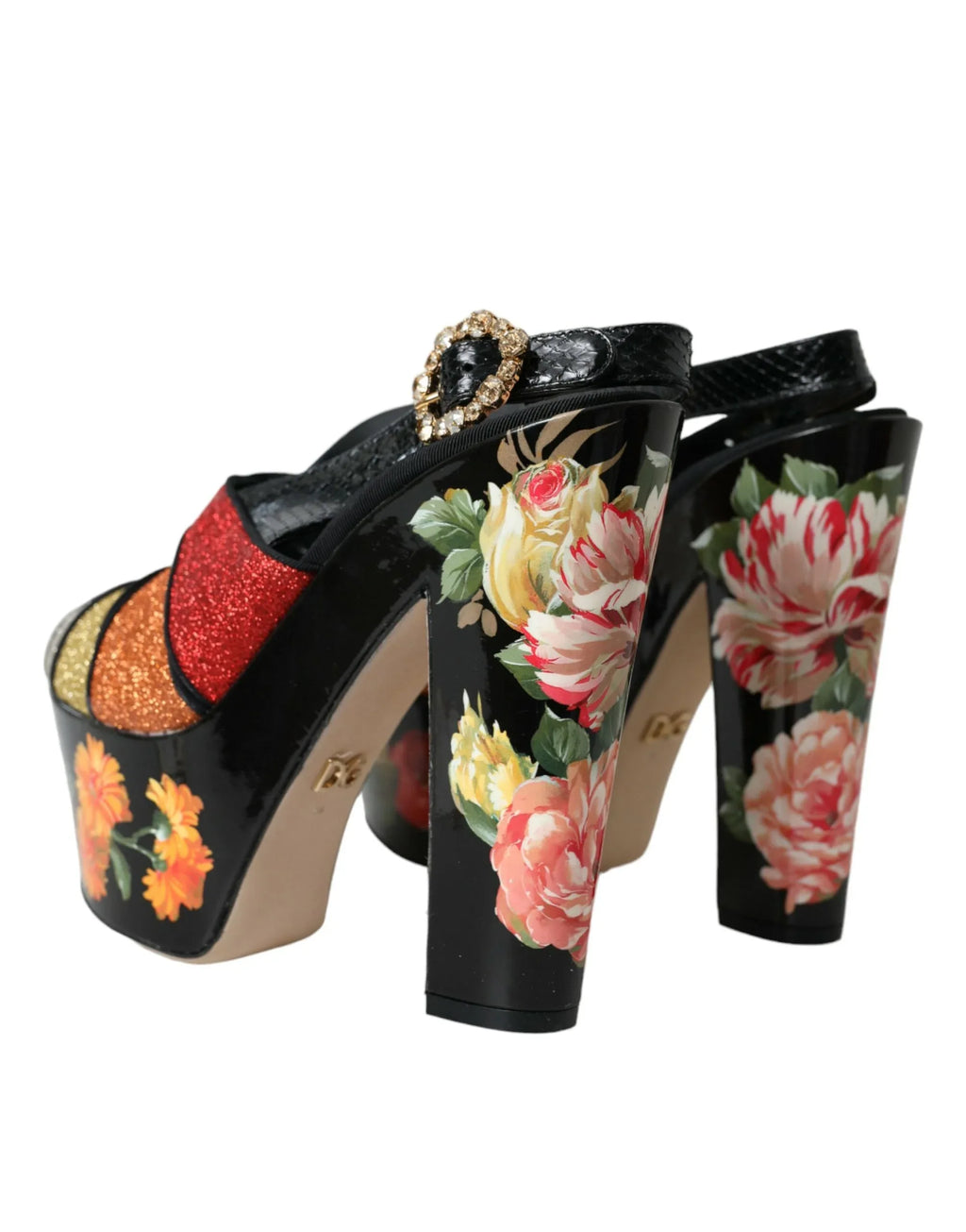 Dolce & Gabbana Multicolor Floral Crystal Platform Sandals Shoes - Zeiniez