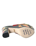 Dolce & Gabbana Multicolor Floral Crystal Platform Sandals Shoes - Zeiniez