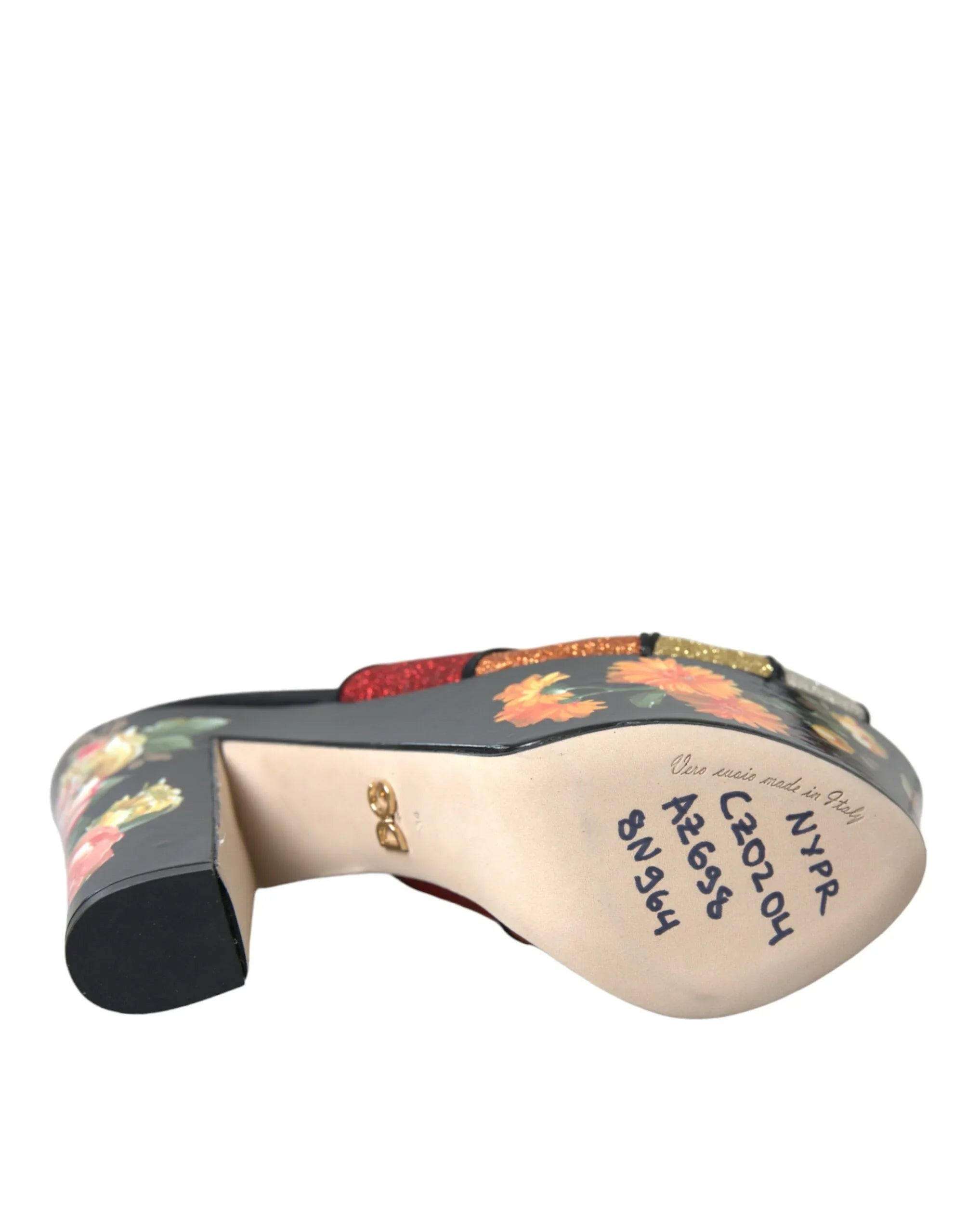 Dolce & Gabbana Multicolor Floral Crystal Platform Sandals Shoes - Zeiniez